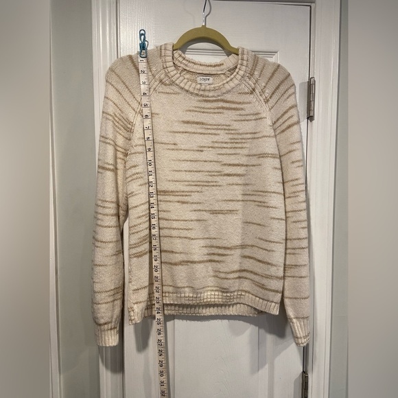 J Crew Size M Tan Cream Raglan space-dyed Sweater Long sleeve Crew Neck Lullover - Picture 7 of 10